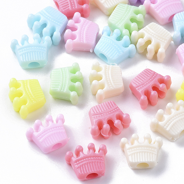 

PandaHall Opaque Polystyrene(PS) Plastic Beads, Crown, Mixed Color, 10.5x13x6mm, Hole: 3.5mm, about 1000pcs/500g Plastic Crown Multicolor