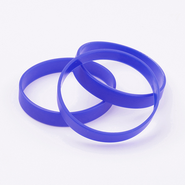 

PandaHall Silicone Wristbands Bracelets, Cord Bracelets, Blue, 7-1/8 inch(18cm), 12x2mm Silicone Blue