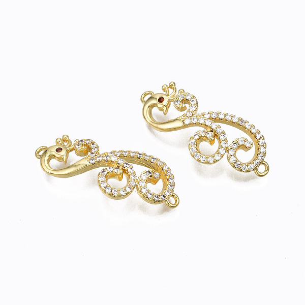 

PandaHall Brass Micro Pave Cubic Zirconia Links Connectors, Nickel Free, Phoenix, Clear & Brown, Real 16K Gold Plated, 10x26x5mm, Hole..., Multicolor
