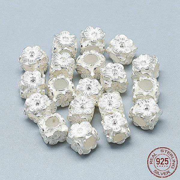 

PandaHall 925 Sterling Silver European Beads, Large Hole Beads, Cube with Flower, Silver, 7x8x8mm, Hole: 4mm Sterling Silver Cube