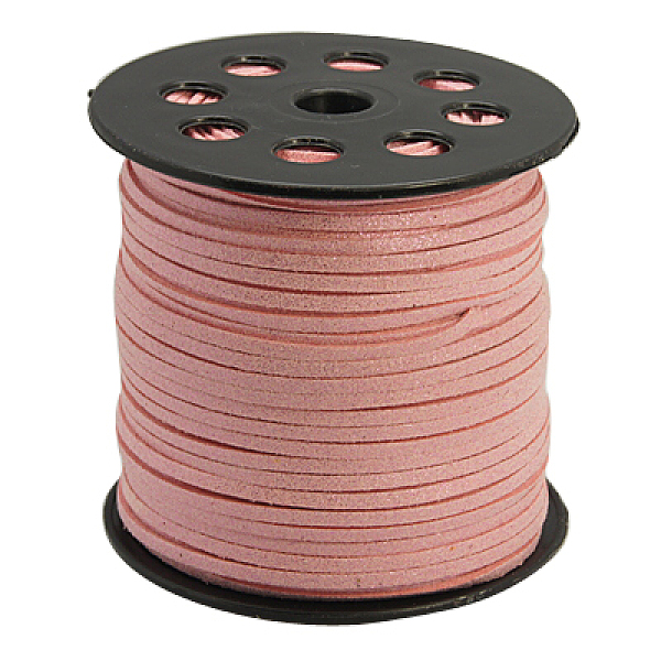 

PandaHall Glitter Powder Faux Suede Cord, Faux Suede Lace, Pink, 3mm, 100yards/roll(300 feet/roll) Faux Suede+Glitter Powder Pink