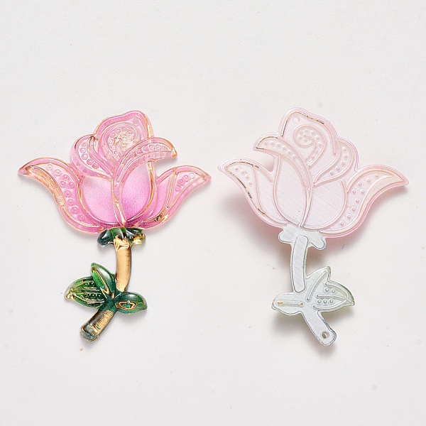 

PandaHall Valentine's Day Theme, Transparent Acrylic Links connectors, with Plated Bottom, Rose, Pearl Pink, 51x41x5.5mm, Hole: 0.9mm...