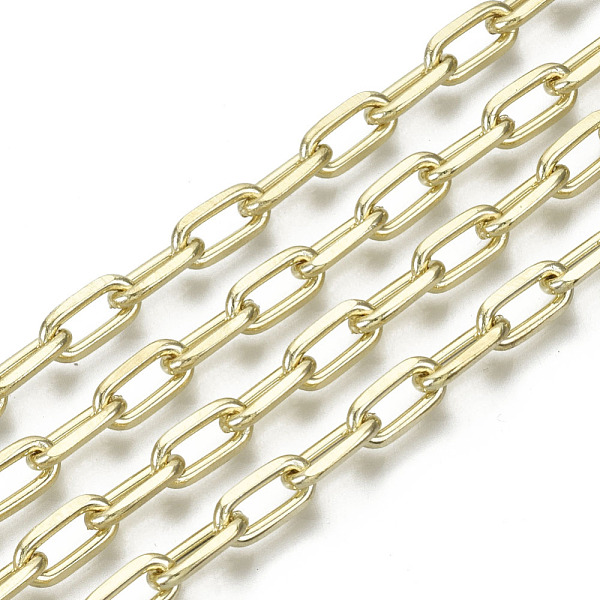 

PandaHall Unwelded Iron Paperclip Chains, Drawn Elongated Cable Chains, with Spool, Real 16K Gold Plated, Real 16K Gold Plated...
