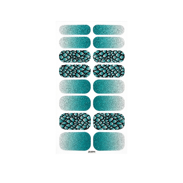 

PandaHall Nail Art Full Cover Nail Art Wrap, Glitter Powder Nail Strips, Self-Adhesive, for Women Girls DIY Nail Art Decoration, Turquoise..., Green