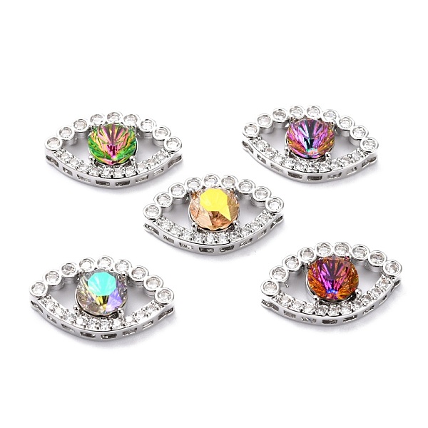 

PandaHall Brass Cubic Zirconia Beads, Long-Lasting Plated, with Glass, Eye, Real Platinum Plated, 23.3x13.7x6.7mm Brass+Cubic Zirconia Eye..., Multicolor