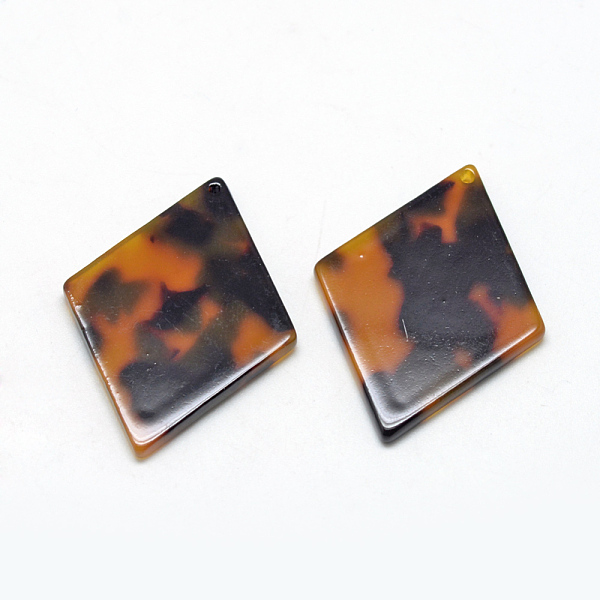 

PandaHall Cellulose Acetate(Resin) Pendants, Tortoiseshell Pattern, Rhombus, Goldenrod, 43x23.5x2.5mm, Hole: 1.5mm Cellulose Acetate Rhombus..., Gold