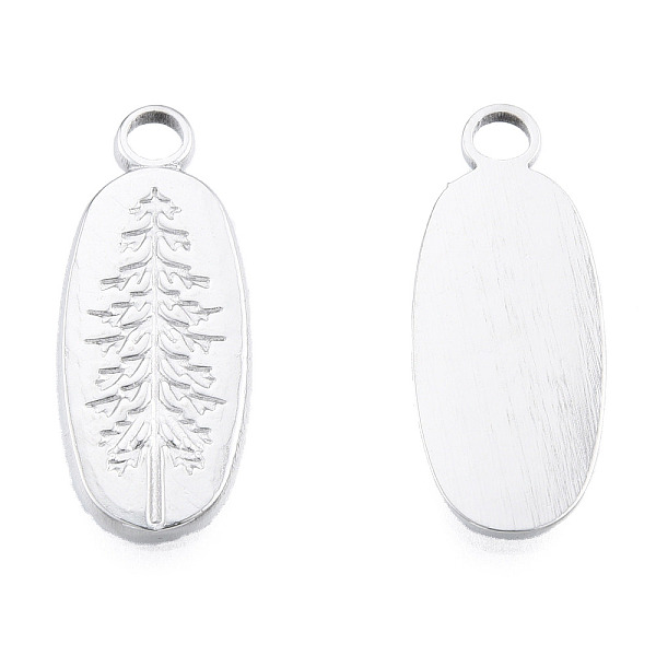 

PandaHall 201 Stainless Steel Pendants, Oval with Tree, Stainless Steel Color, 24x9.5x1.5mm, Hole: 2.5mm 201 Stainless Steel Oval