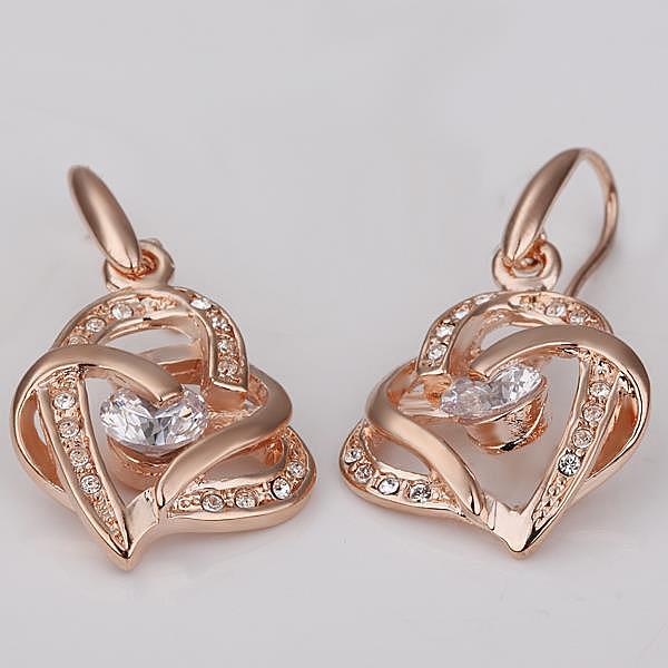 Exquisite Tin Alloy Czech Rhinestone Heart Dangle Earrings For Women