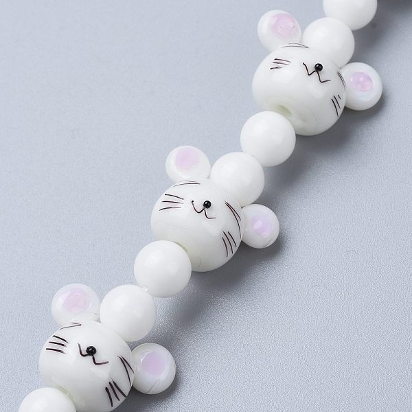 

PandaHall Handmade Lampwork Beads Strands, Famille Rose Lampwork, Chinese Zodiac, White, Mouse, Mouse: 15x20.5x15mm, Hole: 1.8mm, about...