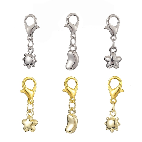 

PandaHall Star/Moon/Sun Alloy Pendant Decoraiton, with Zinc Alloy Lobster Claw Clasps, Platinum & Golden, 22.5~25mm, 6pcs/set Alloy Mixed...