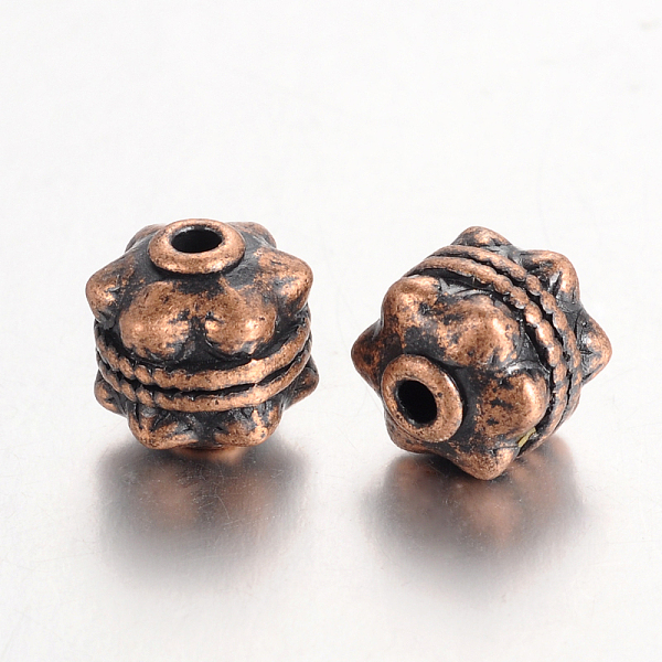

PandaHall Tibetan Style Beads, Cadmium Free & Nickel Free & Lead Free, Round, Red Copper, 10x10mm, Hole: 2mm. Alloy Round