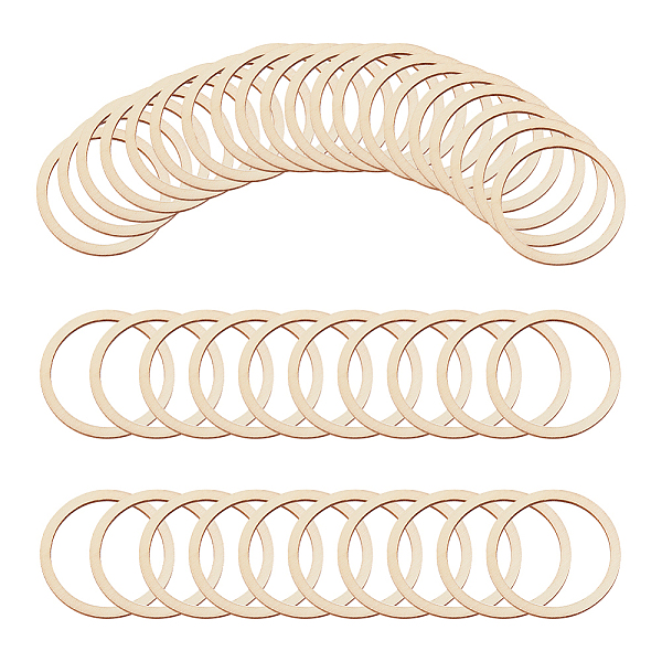 

PandaHall 100 Pcs 60mm Unfinished Wood Pieces Rings Shape, Antique White Circle Ornaments Wood Linking Rings Blank Wooden Slices for...