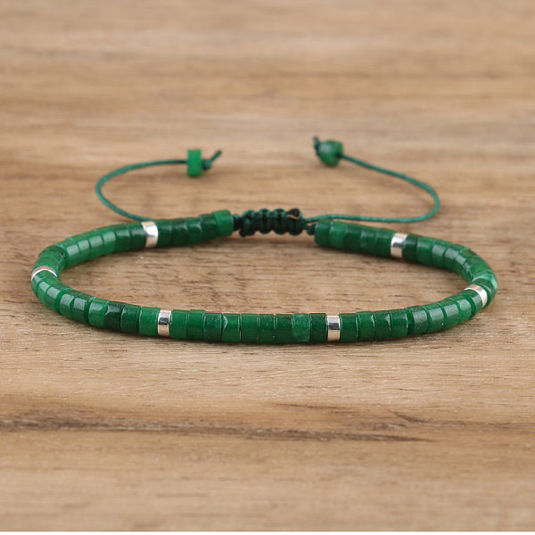 Natural Green Jade Beaded Braided Bracelets