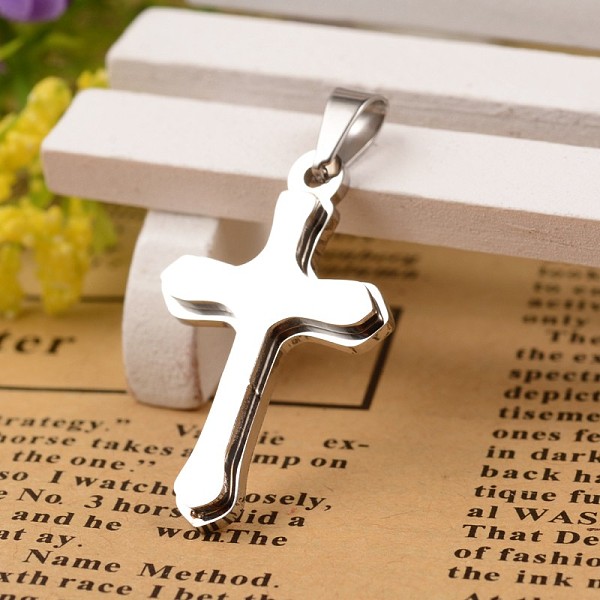 

PandaHall 304 Stainless Steel Latin Cross Pendants, Stainless Steel Color, 35x18x3mm, Hole: 3x6mm 304 Stainless Steel Cross