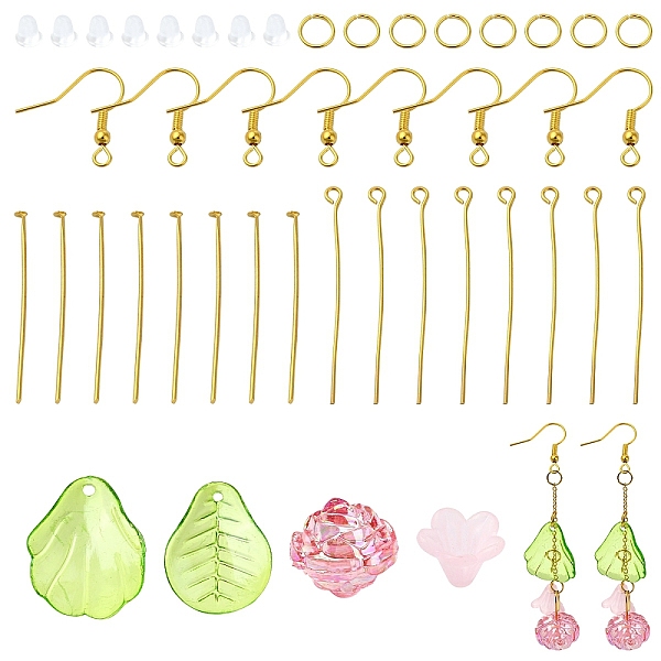 DIY 花の葉のアクリルダングルイヤリングジュエリー作成キット