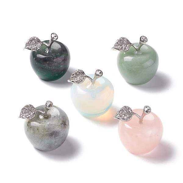 

PandaHall Natural & Synthetic Home Display Decorations, with Rhinestone, Apple, 35x33x30mm Mixed Stone Fruit Clear