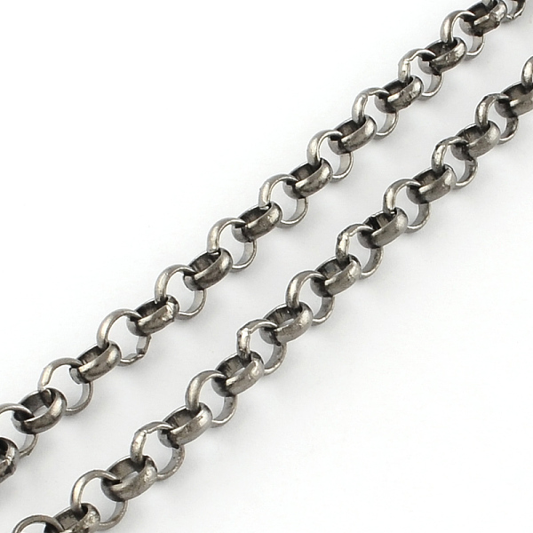 

PandaHall Iron Rolo Chains, Belcher Chain, Unwelded, with Spool, Gunmetal, 8x2.5mm, about 82.02 Feet(25m)/roll Iron