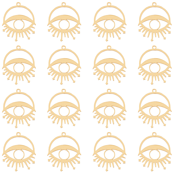 

PandaHall DICOSMETIC 12Pcs Vacuum Plating 201 Stainless Steel Pendants, Laser Cut, Eye, Golden, 27x22.5x1mm, Hole: 1.6mm 201 Stainless Steel...