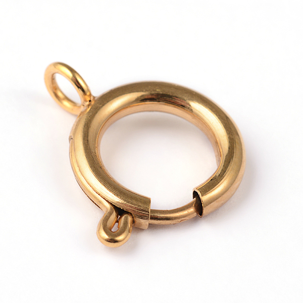 

PandaHall Ion Plating(IP) 304 Stainless Steel Spring Ring Clasps, Golden, 22x20x3mm, Hole: 3mm 304 Stainless Steel