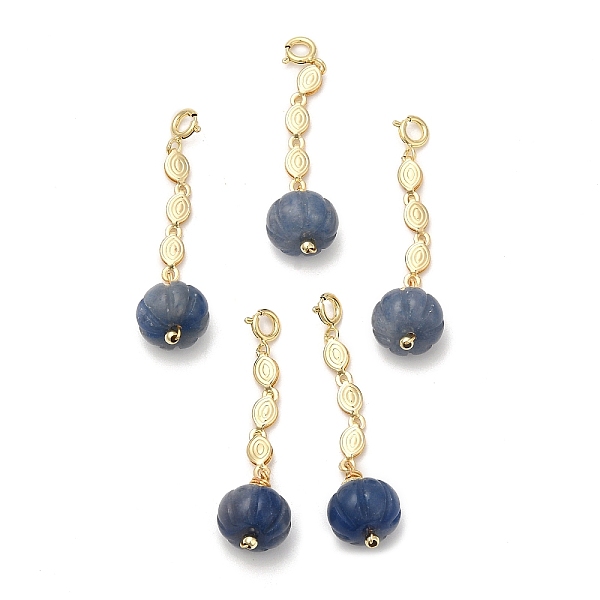 

PandaHall Natural Blue Aventurine Pumpkin Pendant Decoration, Brass Eye Chain Ornament, with Lobster Claw Clasps, Real 14K Gold Plated, 47mm...