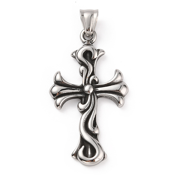 

PandaHall 304 Stainless Steel Big Pendants, with 201 Stainless Steel Snap on Bails, Cross Charms, Antique Silver, 50x27.5x4mm, Hole: 8x5mm...