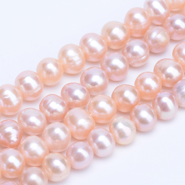 

PandaHall Natural Cultured Freshwater Pearl Beads Strands, Round, Light Coral, 6~7mm, Hole: 0.8mm,about 56pcs/strand, 13.78 inch(35cm) Pearl..., Red