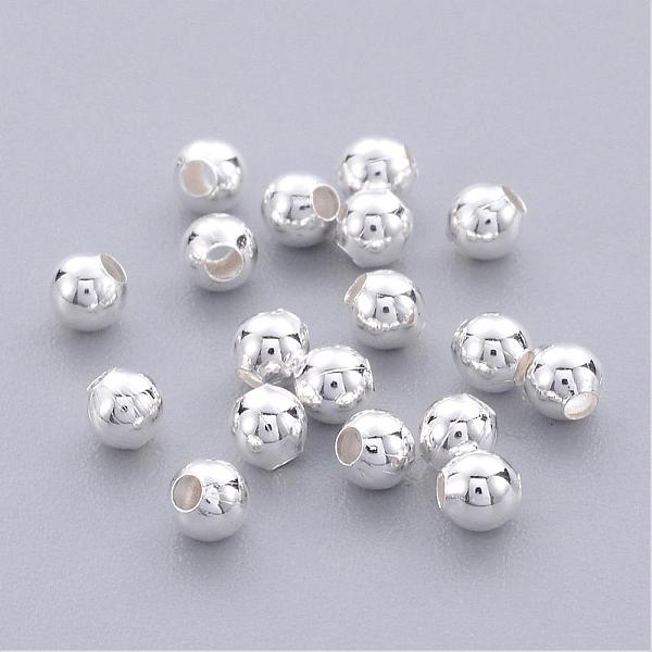 

PandaHall Brass Smooth Round Beads, Seamed Spacer Beads, Silver Color Plated, 3mm, Hole: 1mm Brass Round