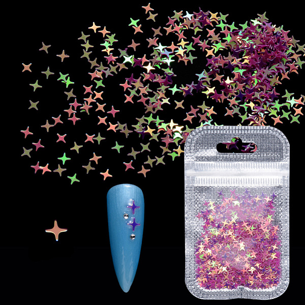 

PandaHall Shining Nail Art Glitter, Manicure Sequins, DIY Sparkly Paillette Tips Nail, Star, Medium Orchid, 4x4x0.2mm, about 2g/bag Plastic..., Purple