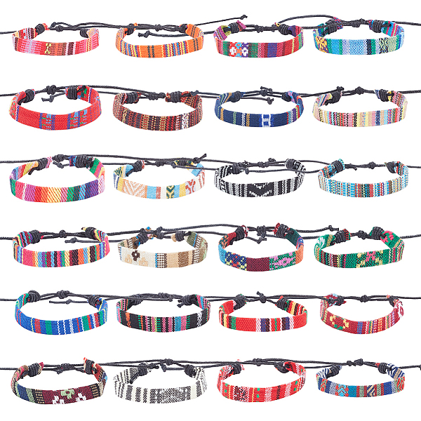 

PandaHall ANATTASOUL 24Pcs 24 Style Jute Braided Cord Bracelets Set with Wax Cord, Ethnic Adjustable Bracelets, Mixed Color, Inner Diameter..., Multicolor