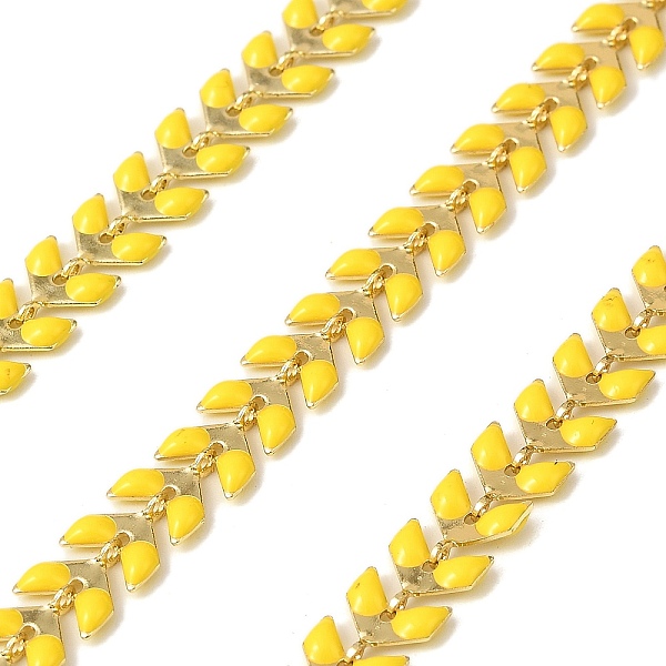 Brass Enamel Leaf Link Chains