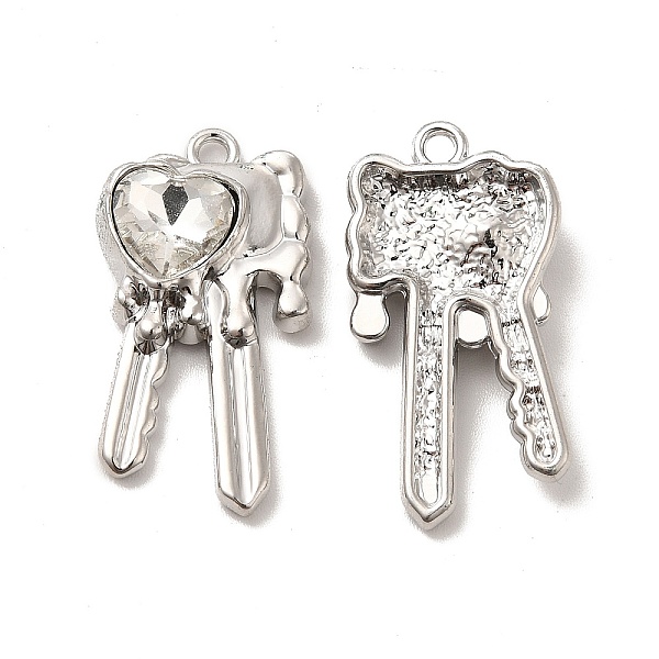 

PandaHall Glass Heart Key Pendants, with Platinum Alloy Finding, Long-Lasting Plated, Cadmium Free & Lead Free, Clear, 28x15x5mm, Hole: 2mm...