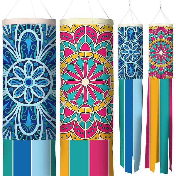 

PandaHall Polyester Windsock Streamer Flag, with Alloy Clasps, Home Outdoors Hanging Decoration, Mandala, Flower Pattern, 1000mm Polyester...