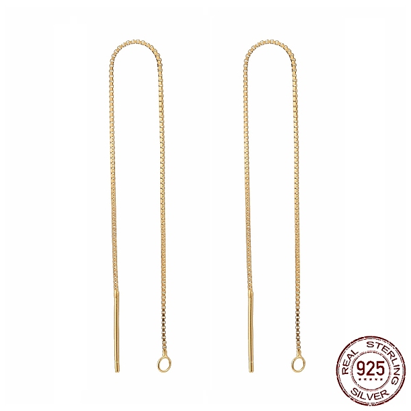 

PandaHall Sterling Silver Earring Findings, Ear Threads, with Loop, Golden, 100x0.65mm, Hole: 1~2mm Sterling Silver