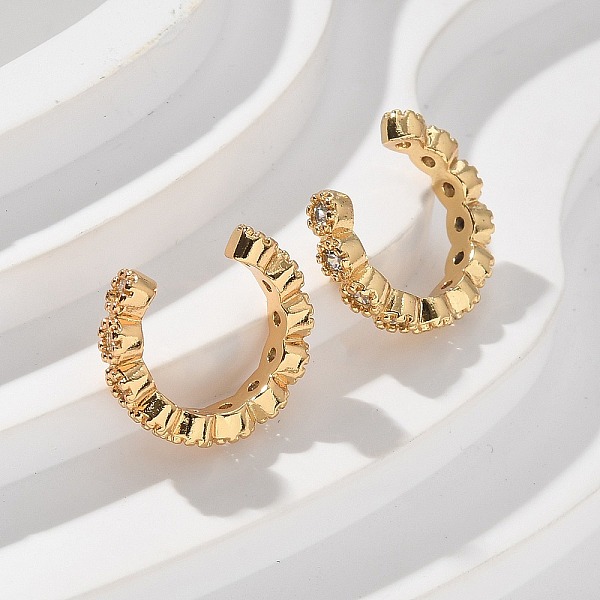 Boucles d'oreilles en laiton plaqué or micro pave zircone cubique