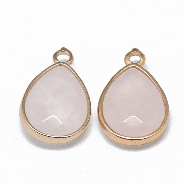 

PandaHall Natural Rose Quartz Pendants, with Golden Tone Brass Findings, Faceted, teardrop, 23x14~15x6~7mm, Hole: 2mm Rose Quartz Teardrop