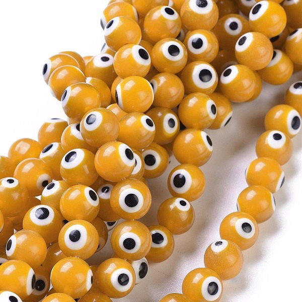

PandaHall Handmade Evil Eye Lampwork Round Bead Strands, Yellow, 10mm, Hole: 1mm, about 39pcs/strand, 14.96 inch Lampwork Evil Eye Yellow