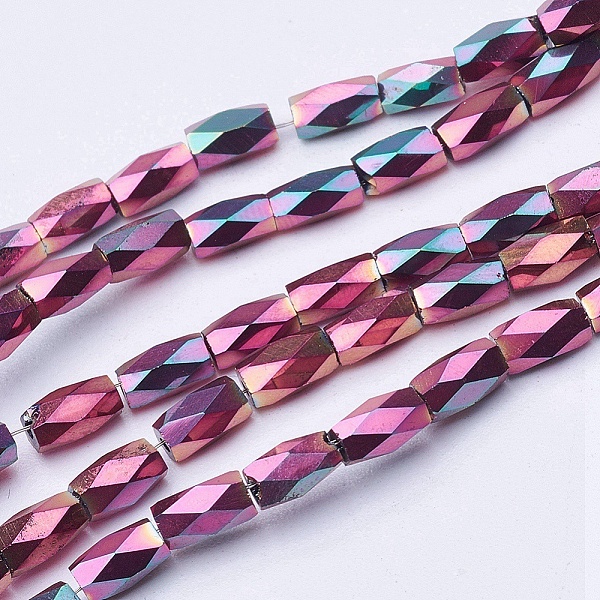 

PandaHall Electroplate Transparent Glass Beads Strands, Full Plated, Faceted, Column, Rose Gold Plated, 5x3mm, Hole: 0.5mm, about...