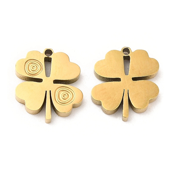 

PandaHall Ion Plating(IP) 316L Surgical Stainless Steel Charms, Laser Cut, Clover Charm, Real 18K Gold Plated, 11x10x2mm, Hole: 1mm 316L...