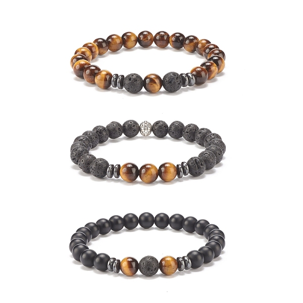 

PandaHall 3Pcs 3 Style Natural & Synthetic Mixed Gemstone Stretch Bracelets Set, Essential Oil Gemstone Jewelry for Women, Inner Diameter...