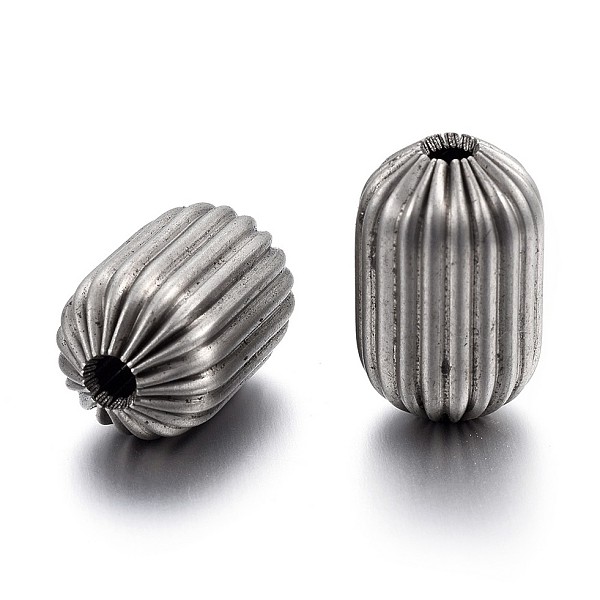 

PandaHall 304 Stainless Steel Corrugated Beads, Column, Stainless Steel Color, 15x9.5~10mm, Hole: 3mm 304 Stainless Steel Column