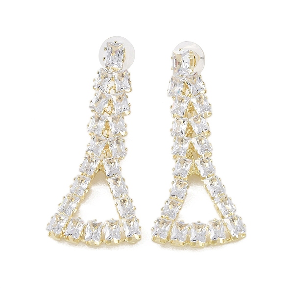 

PandaHall Brass Micro Pave Cubic Zirconia Stud Earrings, Triangle, Golden, 64x24.5mm Cubic Zirconia Triangle
