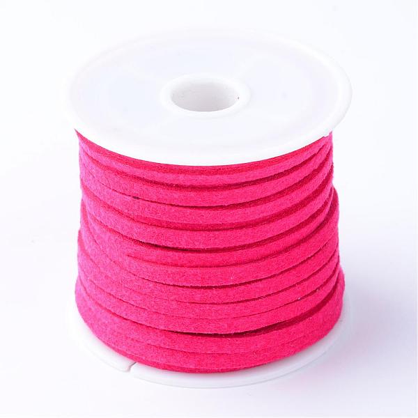 

PandaHall Faux Suede Cord, Faux Suede Lace, Cerise, 5x1.5mm, about 5.46 yards(5m)/roll, 25rolls/bag Faux Suede Red