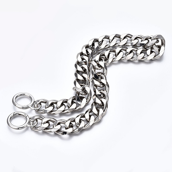 

PandaHall Bag Chains Straps, Aluminum Curb Link Chains, with Alloy Spring Gate Ring, for Bag Replacement Accessories, Platinum, 650x22mm...