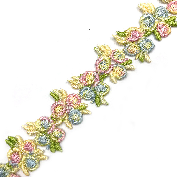 

PandaHall Flower Polyester Jacquard Ribbon, for Garment Accessories, Lawn Green, 3/4 inch(20mm) Polyester Flower Green