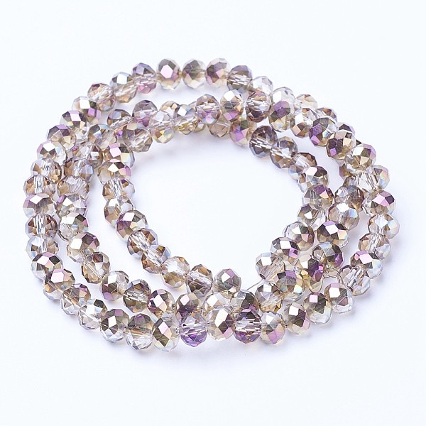 

PandaHall Electroplate Transparent Glass Beads Strands, Half Plated, Faceted, Rondelle, Rose Gold Plated, 3x2mm, Hole: 0.8mm, about...