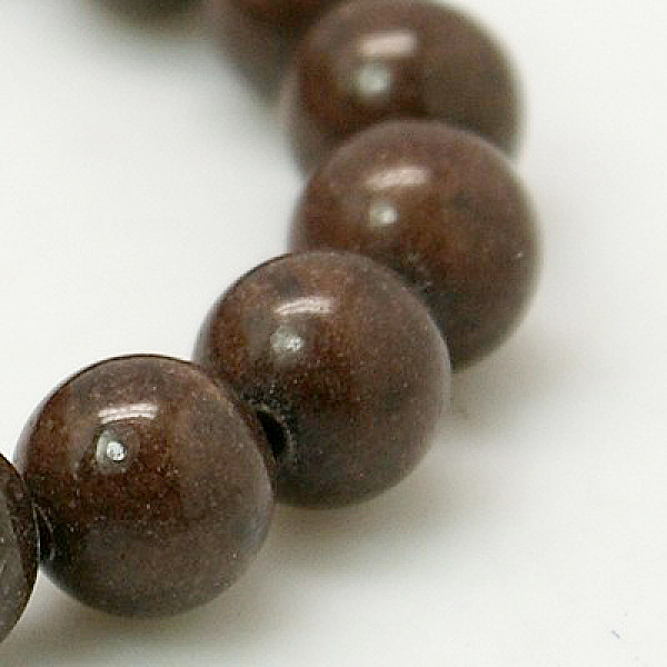 PandaHall Natural Mashan Jade Round Beads Strands, Dyed, Coconut Brown, 12mm, Hole: 1mm, about 34pcs/strand, 15.7 inch Mashan Jade Round...