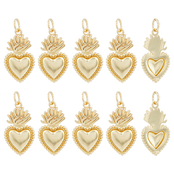 

PandaHall HOBBIESAY 10Pcs Sacred Heart Charms Golden Brass Pendants Charms with Jump Rings Love Shaped Dangle Charms for Jewelry Making...
