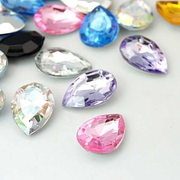 

PandaHall Flat Back Cabochons, Acrylic Rhinestone Beads, Faceted, teardrop, Mixed Color, 18x13x5.5mm Acrylic Rhinestone Teardrop Multicolor