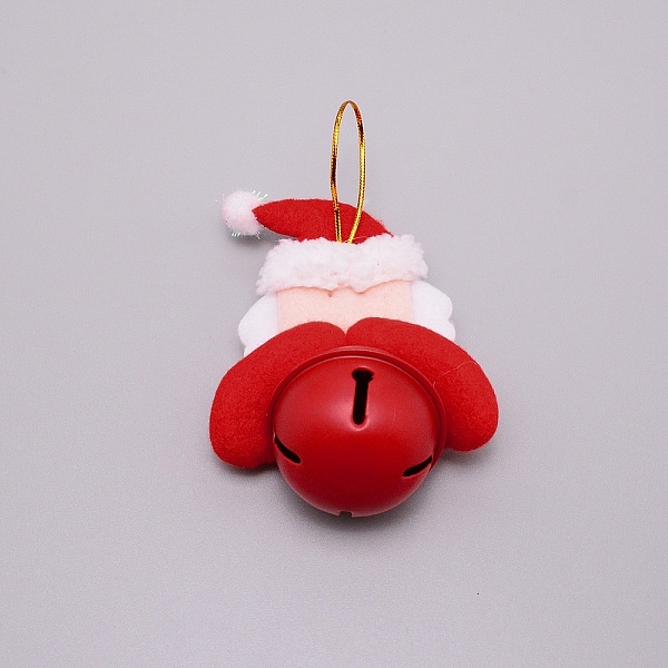 

PandaHall Christmas Theme Santa Claus Cloth Pendant Decorations, with Metal Bells, Red, 135mm Cloth Human Red