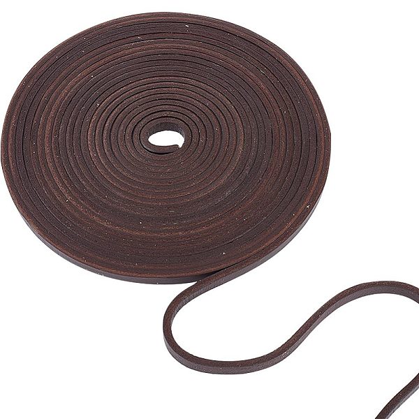 

PandaHall Gorgecraft Flat Cowhide Leather Cord, for Jewelry Making, Coconut Brown, 6x3mm Cowhide Flat